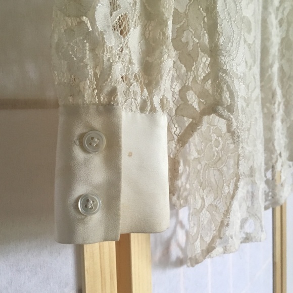 Vintage White Lace/silk Button Up - Picture 4 of 4